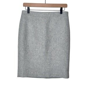NEW J Crew Wool Sz 2 Pencil Skirt Gray Light Academia Career Classic Straight